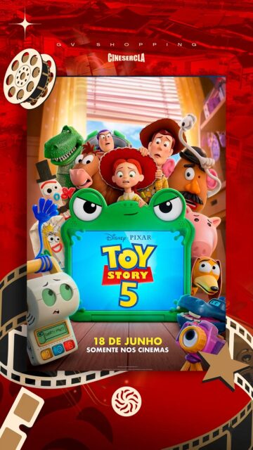🚀✨ A aventura está de volta!O primeiro trailer de Toy Story 5 já chegou e promete trazer muita emoção, diversão e reencontros inesquecíveis. Prepare-se para embarcar em mais uma história ao lado dos brinquedos que marcaram gerações.Fique ligado nas novidades e venha viver a magia do cinema no GV Shopping.GV Shopping – Onde grandes histórias ganham vida.#GVShopping #CinemaGV #ToyStory5 #Filmes #ShoppingCenter