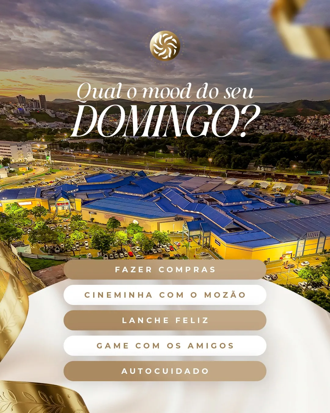 E aí, qual o seu mood de hoje? Seja qual for, o GV Shopping é o seu lugar! Chega pra cá! #MoodDeDomingo #Domingou #GVShopping #FimDeSemana #QualSeuMood