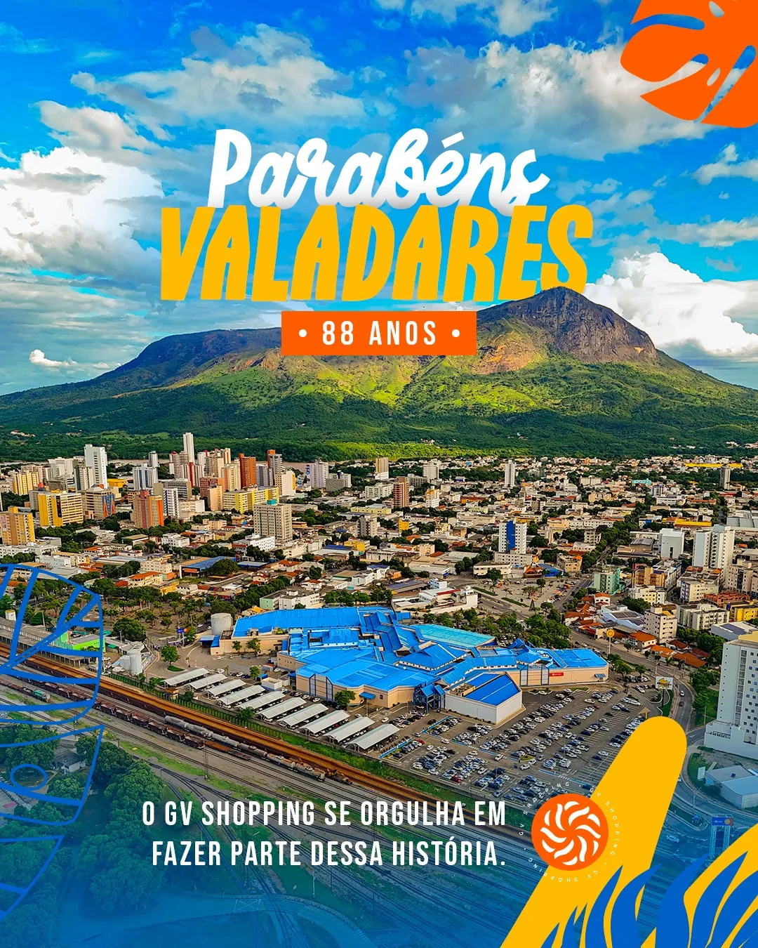 Governador Valadares celebra mais um ano de história, encontros e momentos que fazem parte da nossa rotina. 💛O GV Shopping se orgulha de caminhar junto com a cidade, sendo espaço de lazer, conexões e boas experiências para quem chama Valadares de lar.Parabéns, Governador Valadares! 🎉✨#GVShopping #AniversárioDaCidade #GovernadorValadares #Momentos #VivaGV