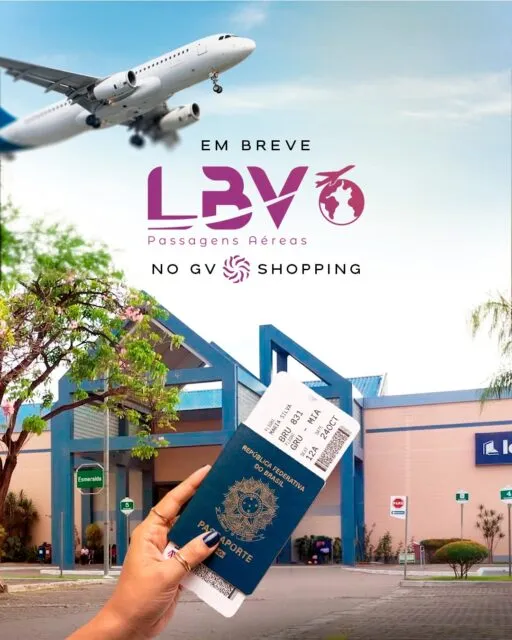 ✈️🌎 Novidade chegando ao GV Shopping!Em breve, o GV Shopping ganhará uma novidade em seu mix de lojas: a LBV Passagens Aéreas. Um espaço pensado para facilitar o seu próximo destino, oferecendo serviços como emissão de passagens aéreas, assessoria para vistos, passaportes e pacotes de viagens.Prepare-se para planejar sua próxima aventura com mais praticidade, segurança e atendimento especializado, tudo em um só lugar.🧳 Seu próximo destino começa aqui. Em breve no GV Shopping!#GVShopping #EmBreve #NovidadeNoShopping #Viagem #PassagensAéreas #Turismo