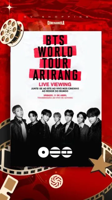 🎤💜 A energia de um grande show que atravessa o mundo… e agora chega pertinho de você.O trailer já deu um gostinho do que vem por aí: música, emoção e aquela conexão única com o público.Prepare-se para viver essa experiência na tela grande e sentir cada momento como se estivesse lá. ✨📍No GV Shopping#GVShopping #Cinema #ExperiênciaGV #BTS #Army