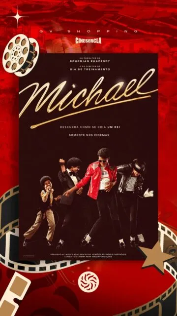 A história de um dos maiores nomes da música está chegando às telonas. 🎬✨O trailer de Michael já dá um gostinho do que vem por aí: música, emoção e momentos que marcaram gerações.Agora é só preparar a pipoca e entrar no clima para essa estreia tão aguardada. 🍿No GV Shopping, o cinema é sempre um bom lugar para viver grandes histórias.#GVShopping #Cinema #MichaelJackson #Trailer #BoraProGV 🎥