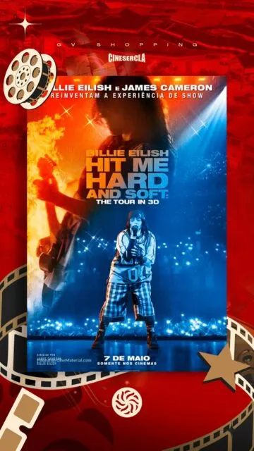 A espera acabou 💙🎬O trailer de Billie Eilish - Hit Me Hard and Soft: The Tour in 3D, já chegou para deixar todo mundo ainda mais ansioso pela estreia!Prepare-se para viver cada detalhe na telona do GV Shopping 🍿✨#GVShopping #BillieEilish #Cinema #Trailer #FilmeNoCinema