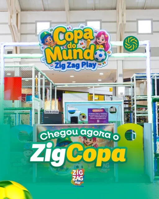 O espaço Zig Copa foi pensado para os pequenos viverem a emoção do jogo do jeito mais divertido: com brinquedos temáticos, muita cor e brincadeiras para gastar energia enquanto a família aproveita o shopping ✨@zigzagplayNo clima da torcida, a diversão também entra em campo ⚽💚Diversão garantida para a torcida mirim! 🏆*O brinquedo é recomendado para crianças com até 1,40 m de altura. Crianças abaixo de 0,90 m poderão entrar somente acompanhadas pelos pais ou por um responsável maior de 18 anos.*Consulte as condições e valores diretamente no evento.#GVShopping #ZigCopa #DiversãoInfantil #EspaçoKids #ClimaDeCopa