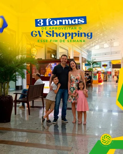 Seu fim de semana pode ser do seu jeito ✨Com quem você ama, em momentos leves em família, em um encontro a dois cheio de sabor, ou até naquele tempo só seu, pra passear com calma e renovar o visual.No GV Shopping, cada momento encontra o seu espaço 💛#GVShopping #FimDeSemana #Lazer #Compras #PartiuShopping