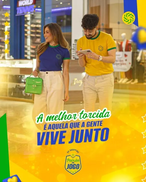 Tem coisa que vai além do placar: é sobre companhia, risadas e viver o agora. 💚O GV Shopping é o cenário perfeito pra esses momentos.GV Shopping. Paixão em jogo.#GVShopping #PaixãoEmJogo #VivaOJogo #TorcidaJunta #ExperiênciaGV