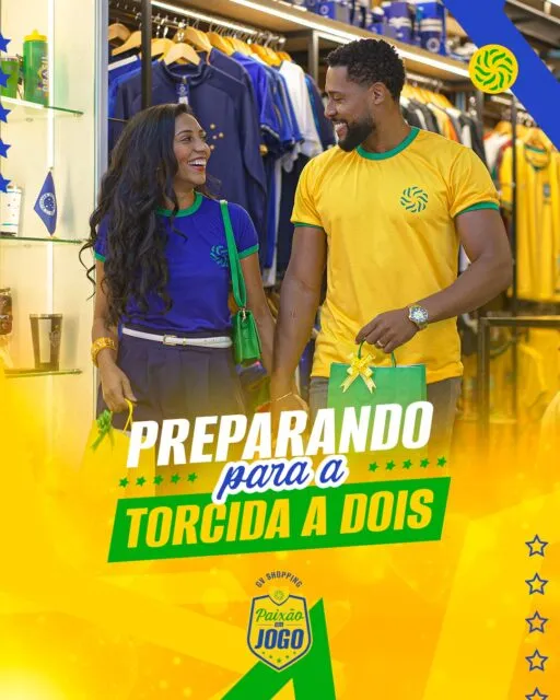 Tem casal que combina até na hora de torcer. 💚💛Entre um look novo, os preparativos para o jogo e aquele esquenta especial, o clima da torcida fica ainda melhor a dois. ✨Passe no @mineiraoatacarejo e monte o combo perfeito para assistir aos jogos. Depois, escolha o visual da torcida no @camarotedotorcedor e entre no clima da copa com estilo. ⚽No GV Shopping, cada momento vira experiência.#GVShopping #DiaDosNamorados #PaixaoEmJogo #Copa #GovernadorValadares
