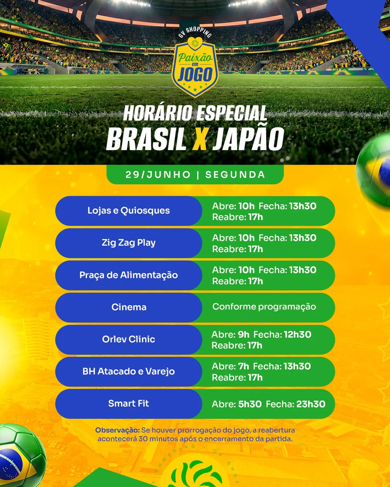 A Copa passa por aqui, e as compras também! ⚽🛍️Confira nossos horários de funcionamento do próximo jogo e programe sua visita para aproveitar tudo o que o GV Shopping tem para você. Encontre novidades, garanta aquele presente especial e faça suas compras com mais praticidade.Esperamos você no GV Shopping. 💙#GVShopping #Compras #Shopping #Copa #Valadares