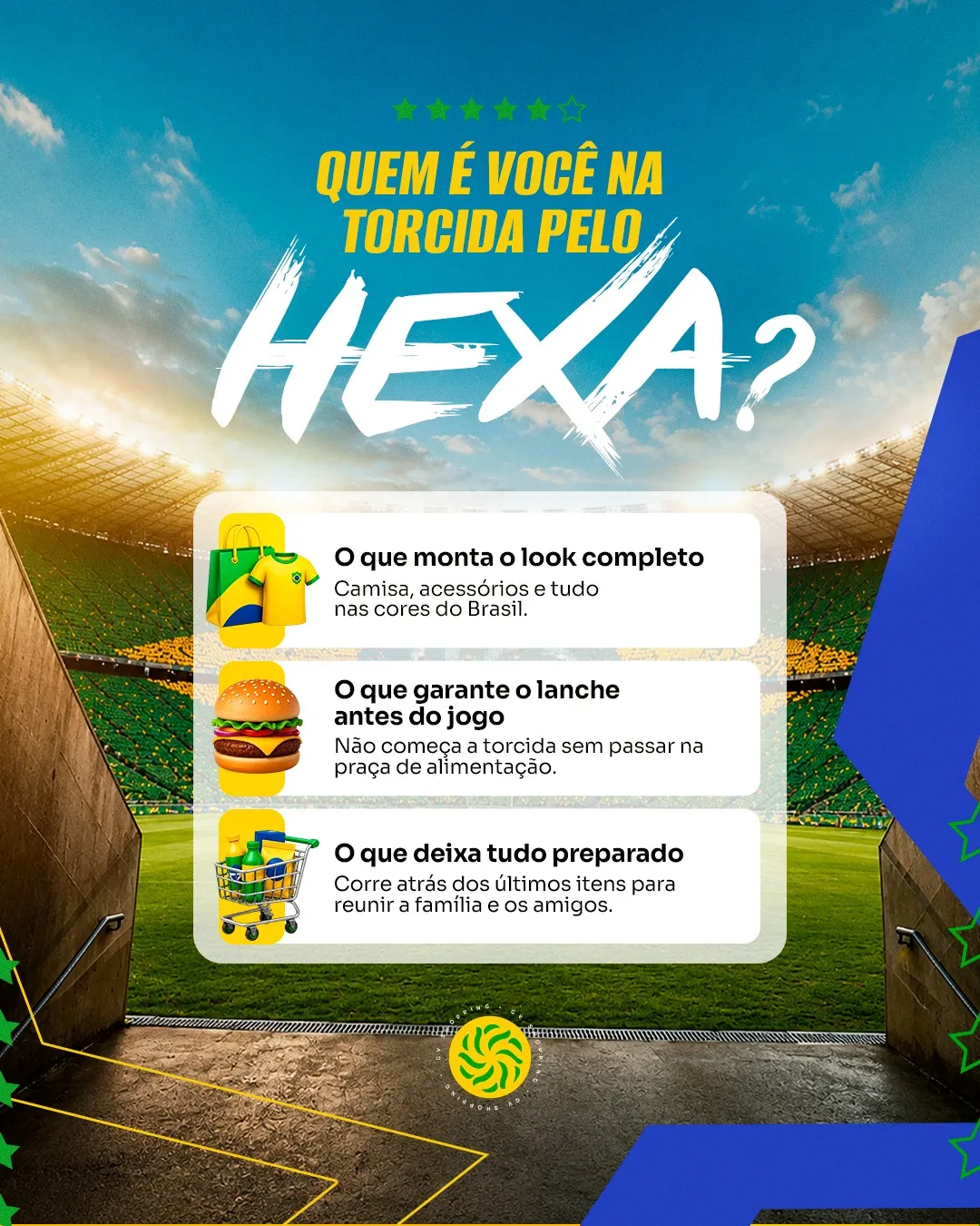 Todo torcedor tem seu jeito de entrar no clima do jogo.Tem quem garanta um look novo, quem não abre mão de um lanche caprichado e quem aproveite para resolver as compras antes da partida.E você, quem é na torcida pelo hexa?Conte pra gente nos comentários e passe no GV Shopping para encontrar tudo o que precisa para viver esse momento do seu jeito. ✨#GVShopping #Compras #Torcida #Hexa #Shopping