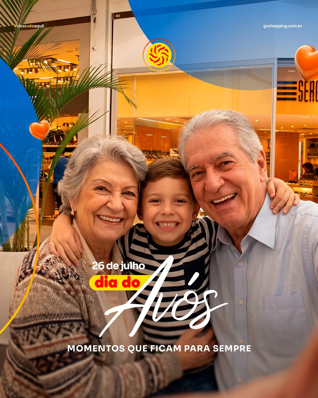 Carinho que atravessa gerações… O Dia dos Avós é um convite para celebrar quem faz parte das nossas melhores memórias.  Aqui no GV Shopping, cada passeio pode virar um momento especial para viver juntos #diadosavos #gvshopping #vivatudoaqui