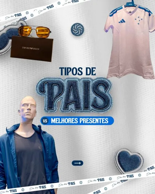 Cada pai tem o seu jeito. E o presente ideal também.Se ele é elegante, torcedor, conectado ou esportista, no GV Shopping você encontra opções para surpreender quem sempre esteve ao seu lado.Lojas: @gv.loja.cruzeiro @lupo_gvshooppiing @smartx.shopping @oticascarol_gvPasse pelas nossas lojas, encontre inspirações e escolha um presente que combine com a personalidade do seu pai. ❤️Qual desses estilos mais parece com o seu?Dia dos Pais GV Shopping - Viva junto aqui#DiaDosPais #GVShopping #PresenteParaOPai #DiaDosPaisGV #GVShopping