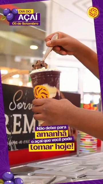 Não deixe para amanhã o açaí que você pode tomar hoje. 💜🥤Hoje é Dia do Açaí, mas a desculpa para se deliciar não precisa durar só um dia! 😋Passe no GV Shopping, escolha seu favorito e aproveite aquele açaí geladinho do jeito que você gosta.Viva tudo aqui.#GVShopping #DiaDoAçaí #Açaí #vivatudoaquiloquevale