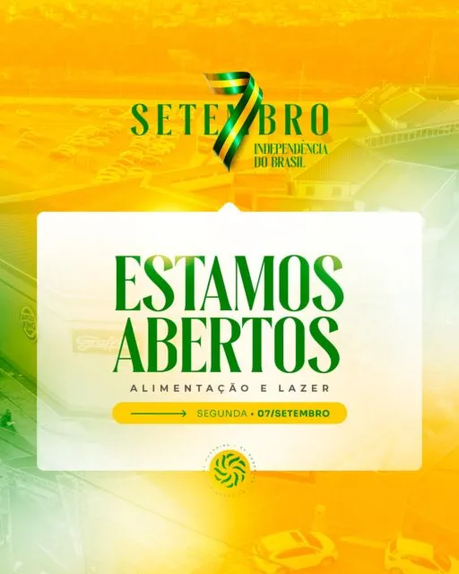 Feriado também combina com um passeio no GV Shopping! 💚💛Hoje, alimentação e lazer estão funcionando para você aproveitar o dia do seu jeito: encontrar os amigos, curtir um filme, saborear uma boa refeição ou simplesmente passear. 🍿🍴✨Programe-se e venha aproveitar o feriado com a gente!#GVShopping #7DeSetembro #IndependênciaDoBrasil #Feriado #vemprogv