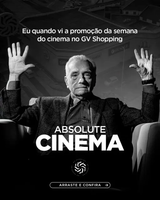 A Semana do Cinema chegou ao GV Shopping para deixar seu cineminha ainda mais especial! É a oportunidade perfeita para escolher aquele filme que você estava querendo assistir e aproveitar a promoção. 👀Chame a família, os amigos ou o seu date e vem curtir essa experiência! ❤️👉 Confira a promoção e programe seu próximo filme no GV Shopping!#GVShopping #SemanaDoCinema #Cinema #VemProGVShopping #Cineminha