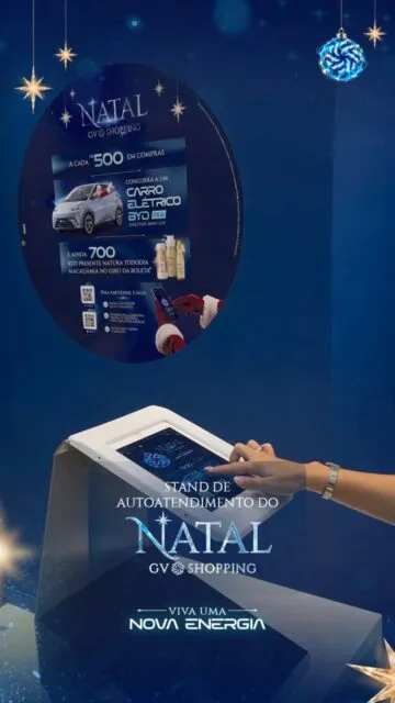 No GV Shopping, você conta com um espaço de autoatendimento para facilitar sua participação! 🎄⚡ No local, você encontra iPads e atendentes prontos para ajudar no cadastro e no envio das notas fiscais.A cada R$ 500 em compras nas lojas participantes, você concorre a um BYD Dolphin Mini 0 km e ainda pode ganhar um dos 700 kits especiais da Natura! 🎁 Venha participar e coloque mais energia no seu Natal! Natal GV Shopping ✨ Viva uma nova energia! Confira o regulamento completo e as lojas participantes no link da bio. Certificado de Autorização SPA/ME Nº 04.053197/2026 e SPA/ME Nº 05.053198/2026#NatalGVShopping #VivaUmaNovaEnergia #CampanhaDeNatal #GVShopping #PromoçãoGVShopping