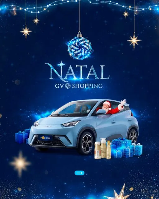 Neste Natal, suas compras podem colocar ainda mais energia nos seus planos! ⚡A cada R$500 em compras nas lojas participantes, você concorre a um BYD Dolphin Mini 0 km e ainda pode ganhar um dos 700 kits especiais da Natura! 🚗🎁Aproveite suas compras, informe o CPF na nota fiscal e participe da nossa promoção!Consulte o regulamento completo e as lojas participantes no link da bio. ✨Certificado de Autorização SPA/ME Nº 04.053197/2026 e SPA/ME Nº 05.053198/2026#NatalNoGVShopping #VivaUmaNovaEnergia #PromoçãoDeNatal #NatalMágicoGVShopping